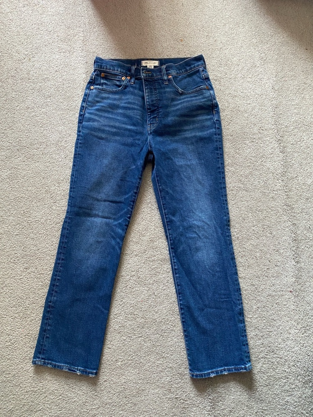 Madewell Dark Blue Denim Jeans with Copper Stitching